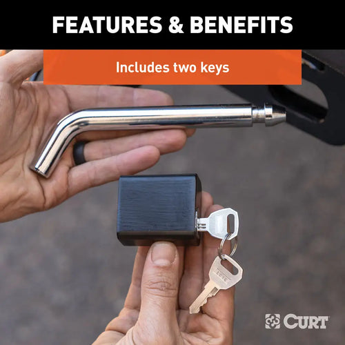 Curt 5/8 Hitch Lock (2, 2-1/2 or 3 Receiver, Deadbolt, Chrome)Print
